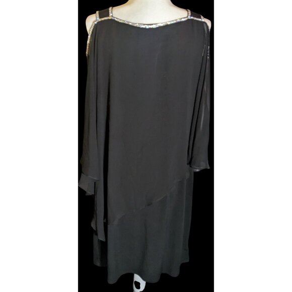 Vintage Glam Goth Glamour Nights Layered Chiffon Cocktail Dress With Rhinestone - Picture 2 of 7